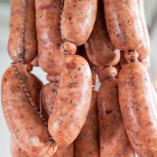 Free range pork, organic prune and cognac cocktail sausages (gluten free, additive free,  frozen)